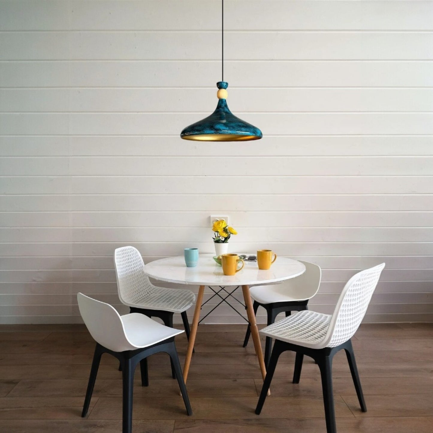 Pendelleuchte Champion aus Holz und Metall, 35 cm Hängelampe