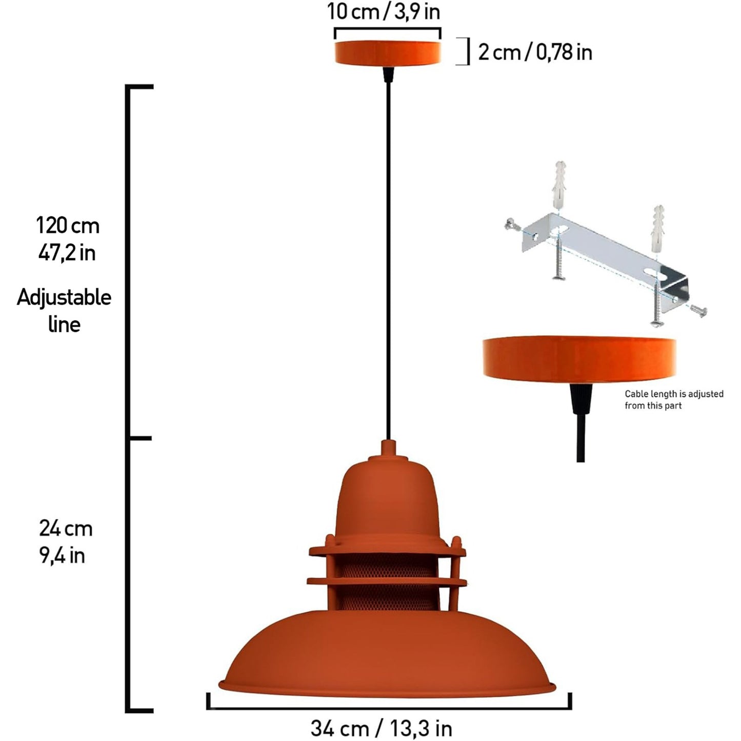 Suspension métal douille E27