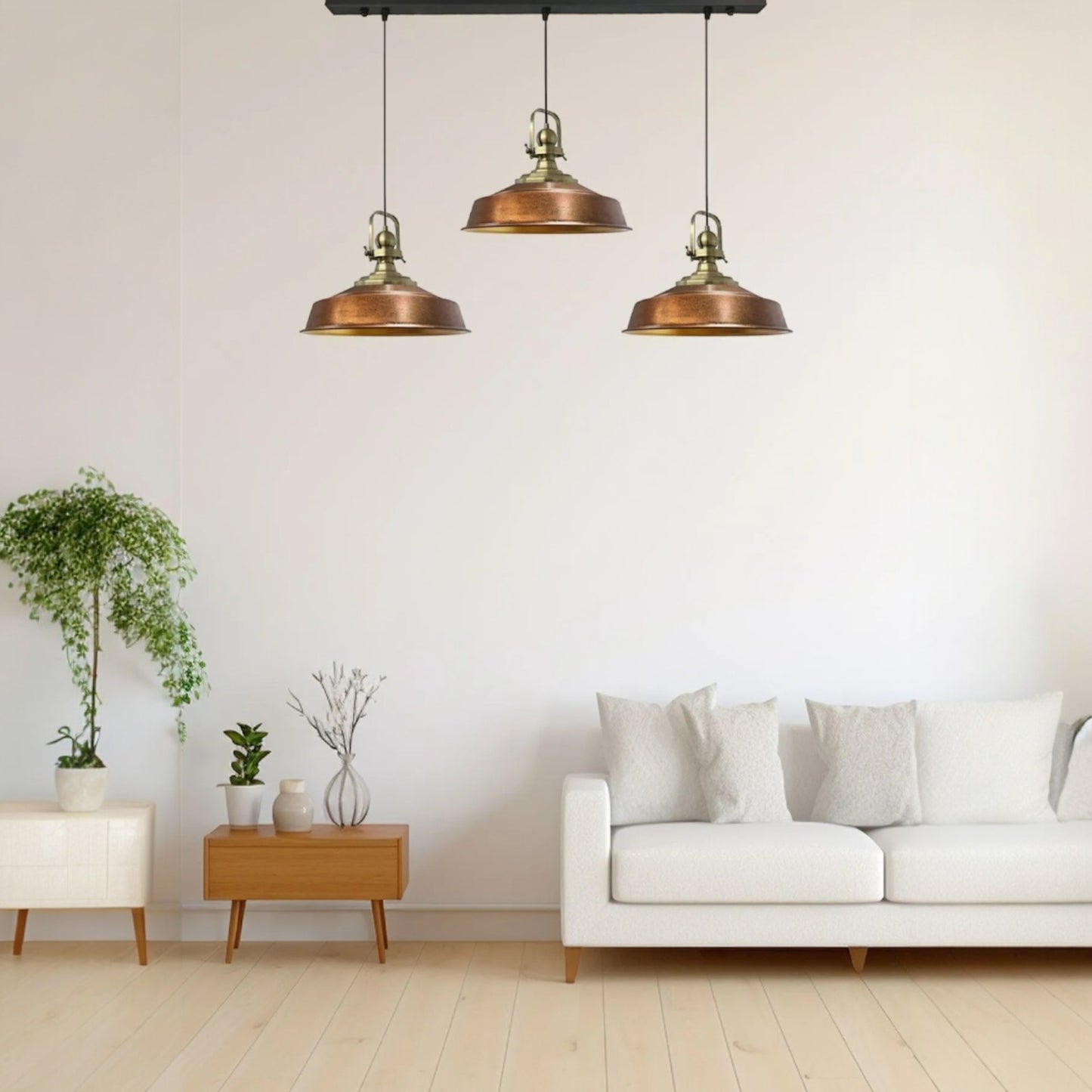 Pendelleuchte  Trio Metall Ø35cm, Retro Hängelampe