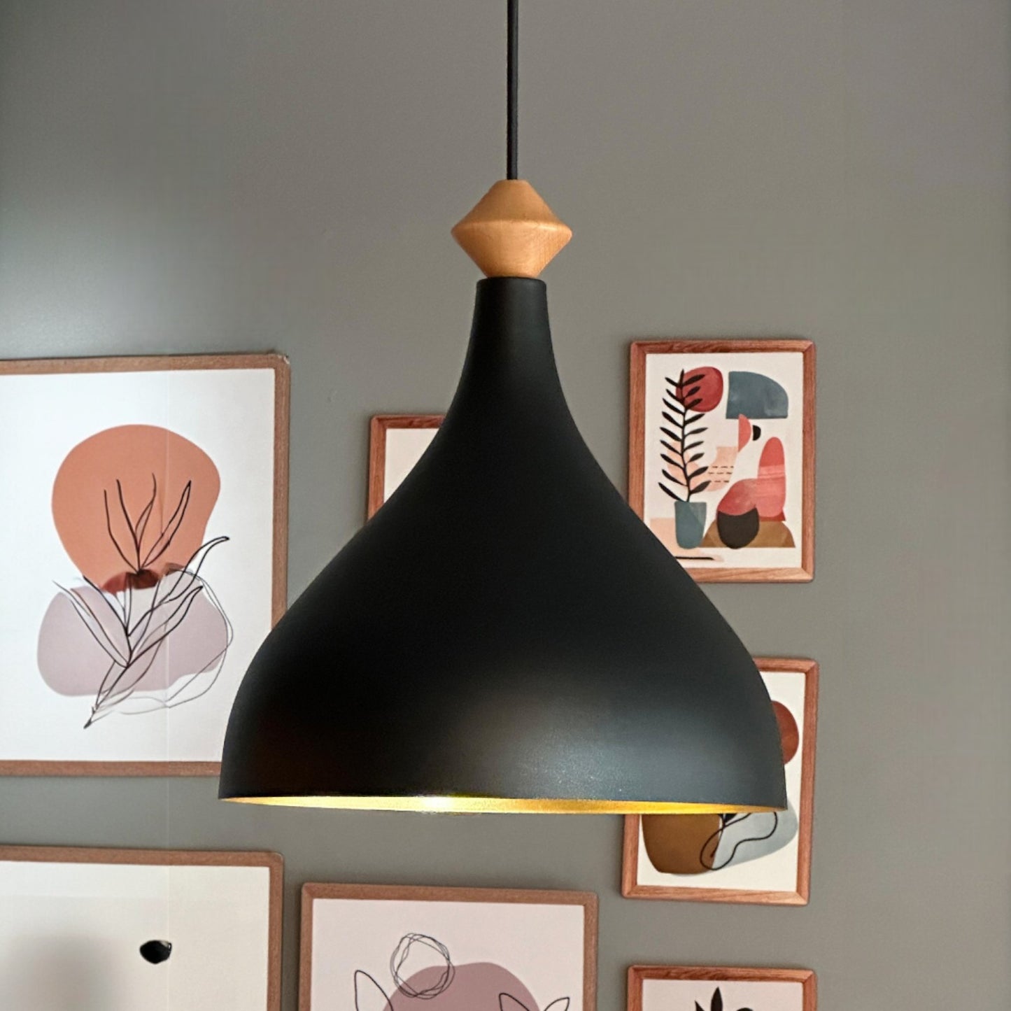 Pendelleuchte Adash Pendelleuchte Schwarz, 1 Flammige Metall Hängelampe Ø26 cm