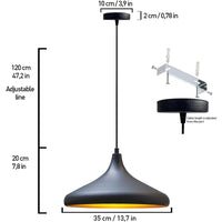 2 lampes suspendues en métal E27