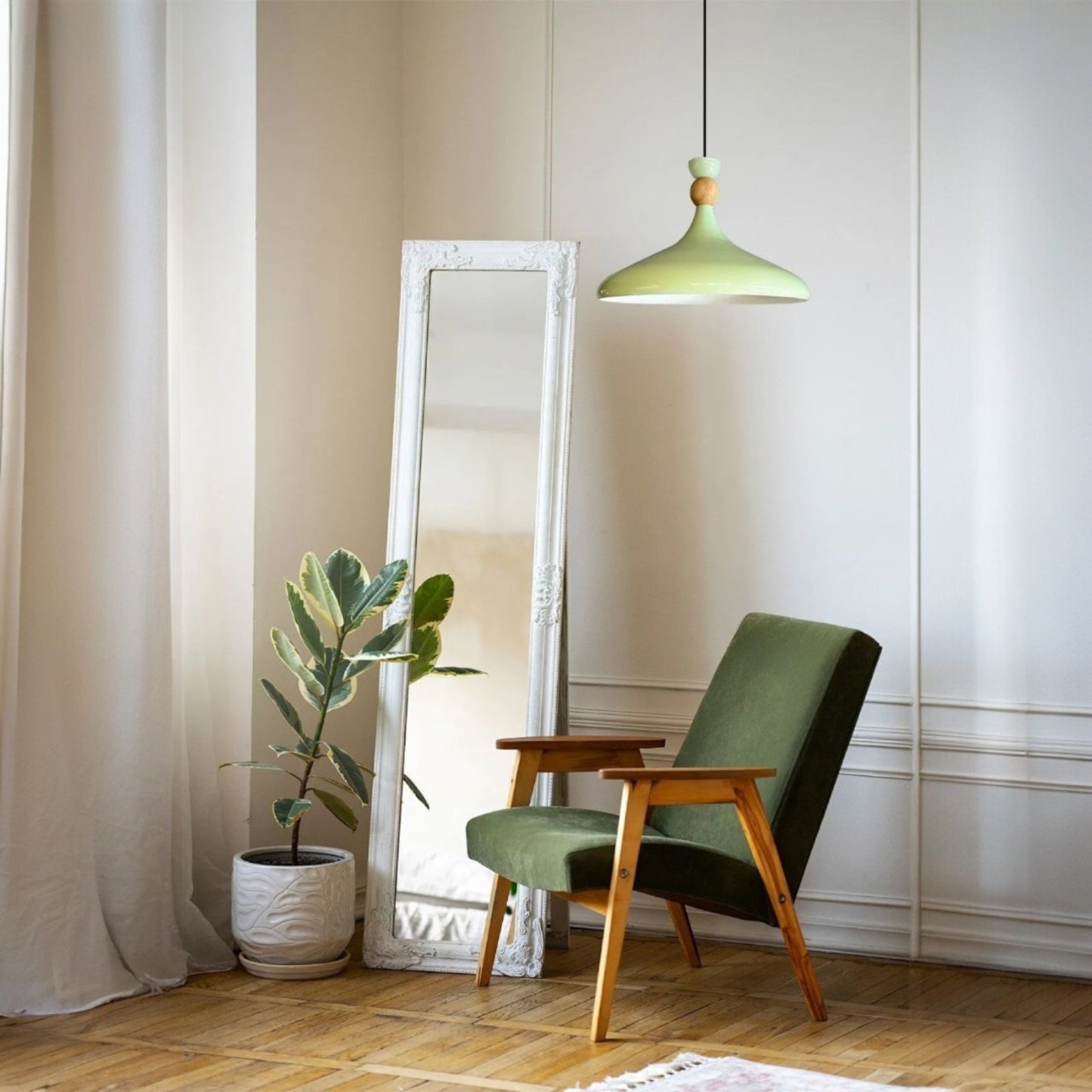 Pendelleuchte Champion aus Holz und Metall, 35 cm Hängelampe