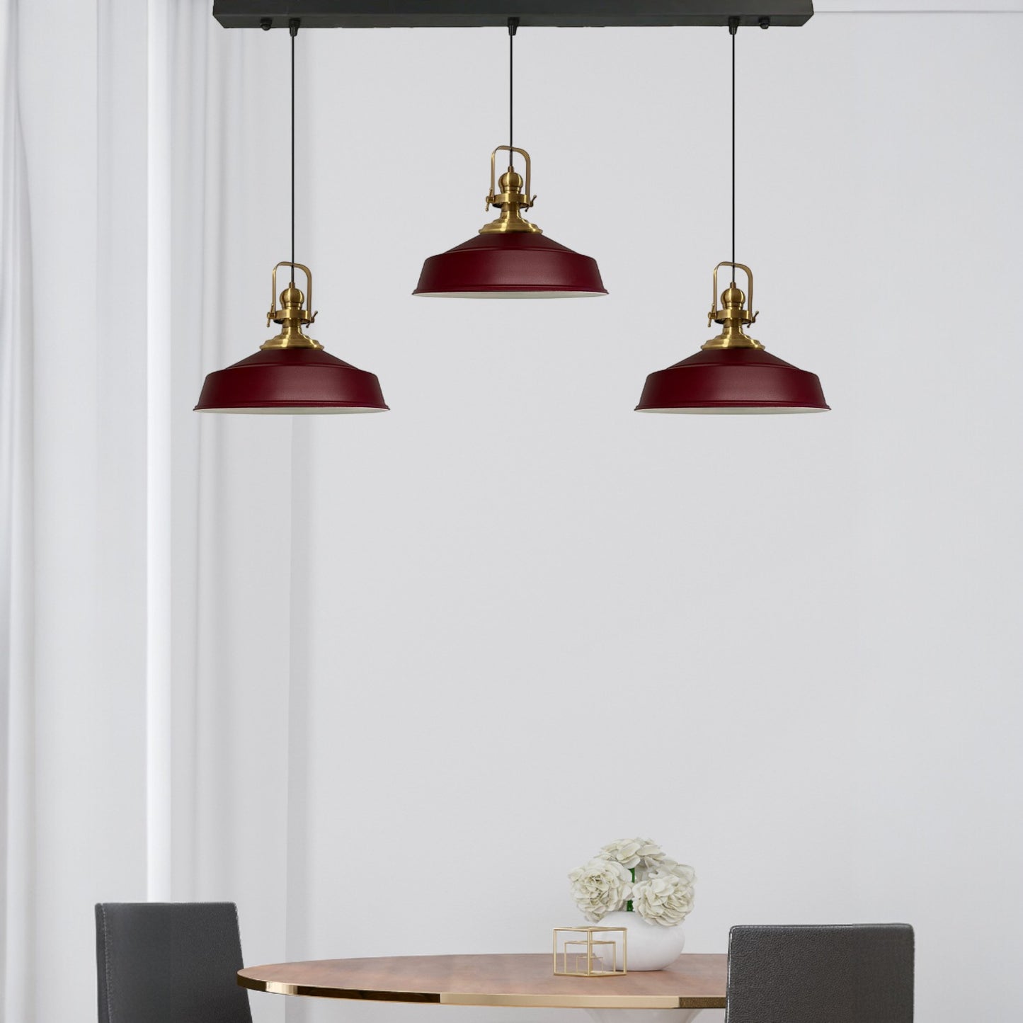 Pendelleuchte Trio Metall Ø35cm, Retro Hängelampe