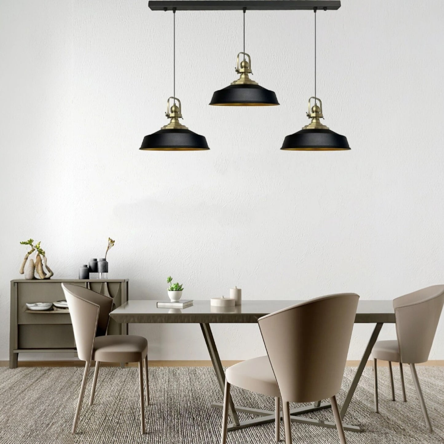 Pendelleuchte  Trio Metall Ø35cm, Retro Hängelampe