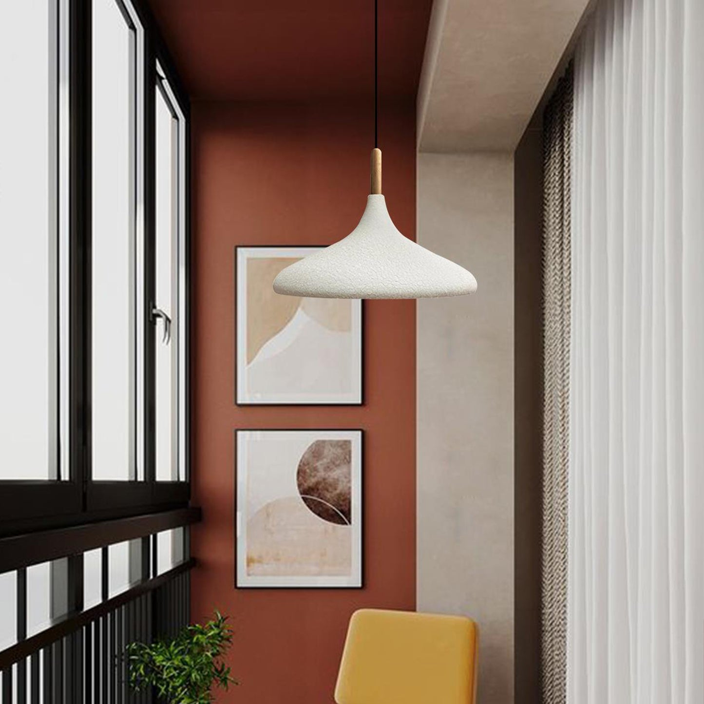 Pendelleuchte Metall Lampe I Champion I Holz Ø35 cm Metall E27 Hängelampe
