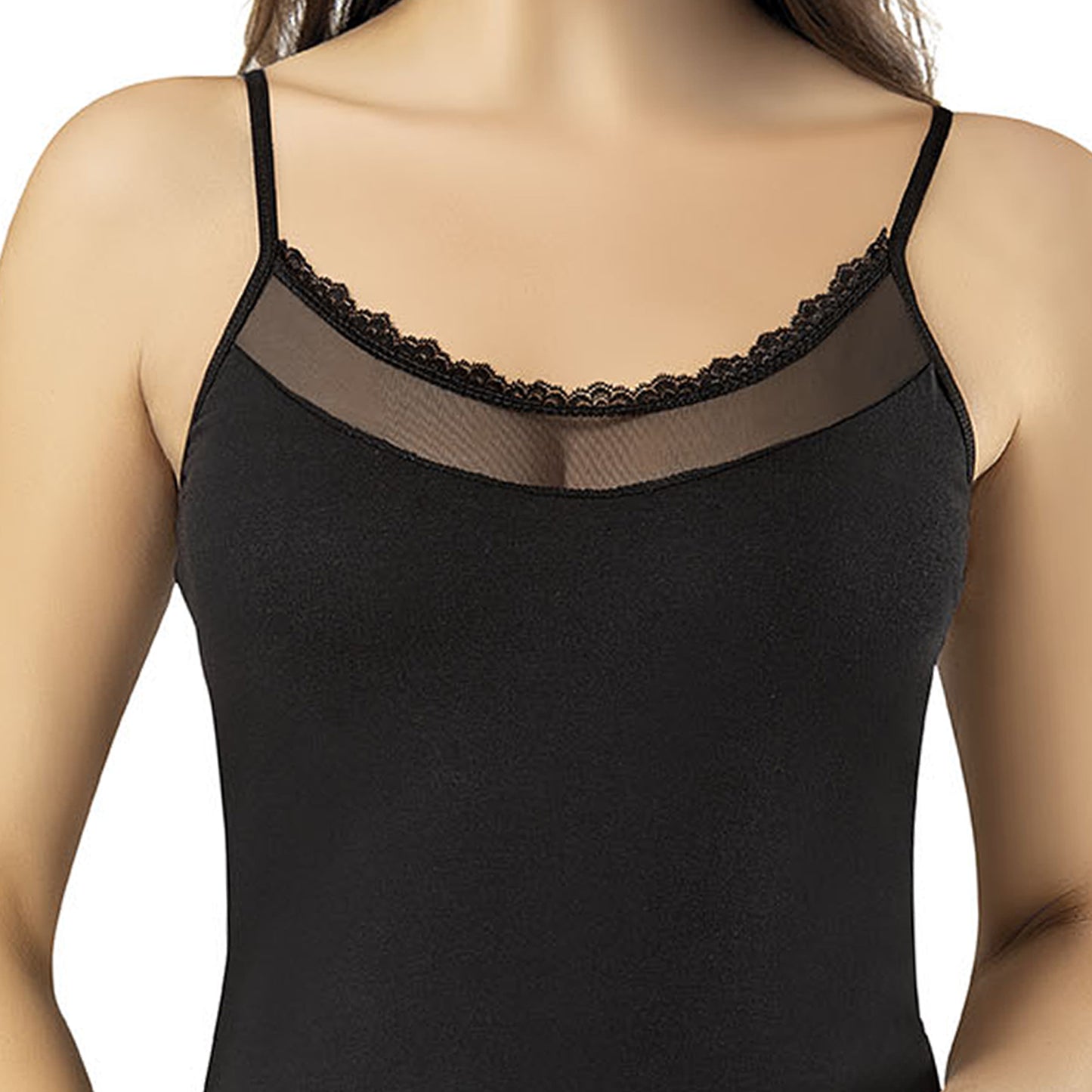 Schwarze Tüll Detailliert Tank-Top, Gestrickter Sport-BH, Dehnbares Strick-Unterhemd mit Neckholder Unterwäsche für Damen