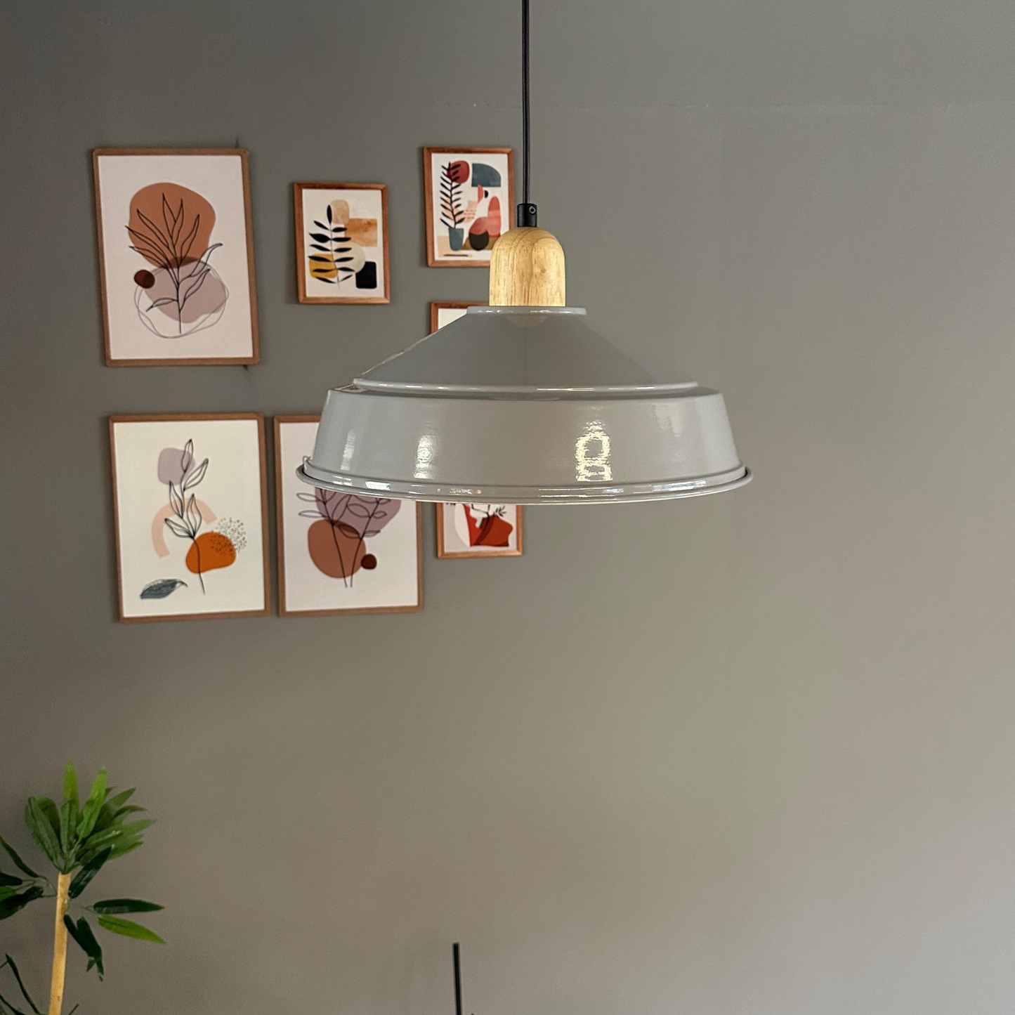 Pendelleuchte Carmelo Holzkopf Ø35 cm, Metall Hängelampe