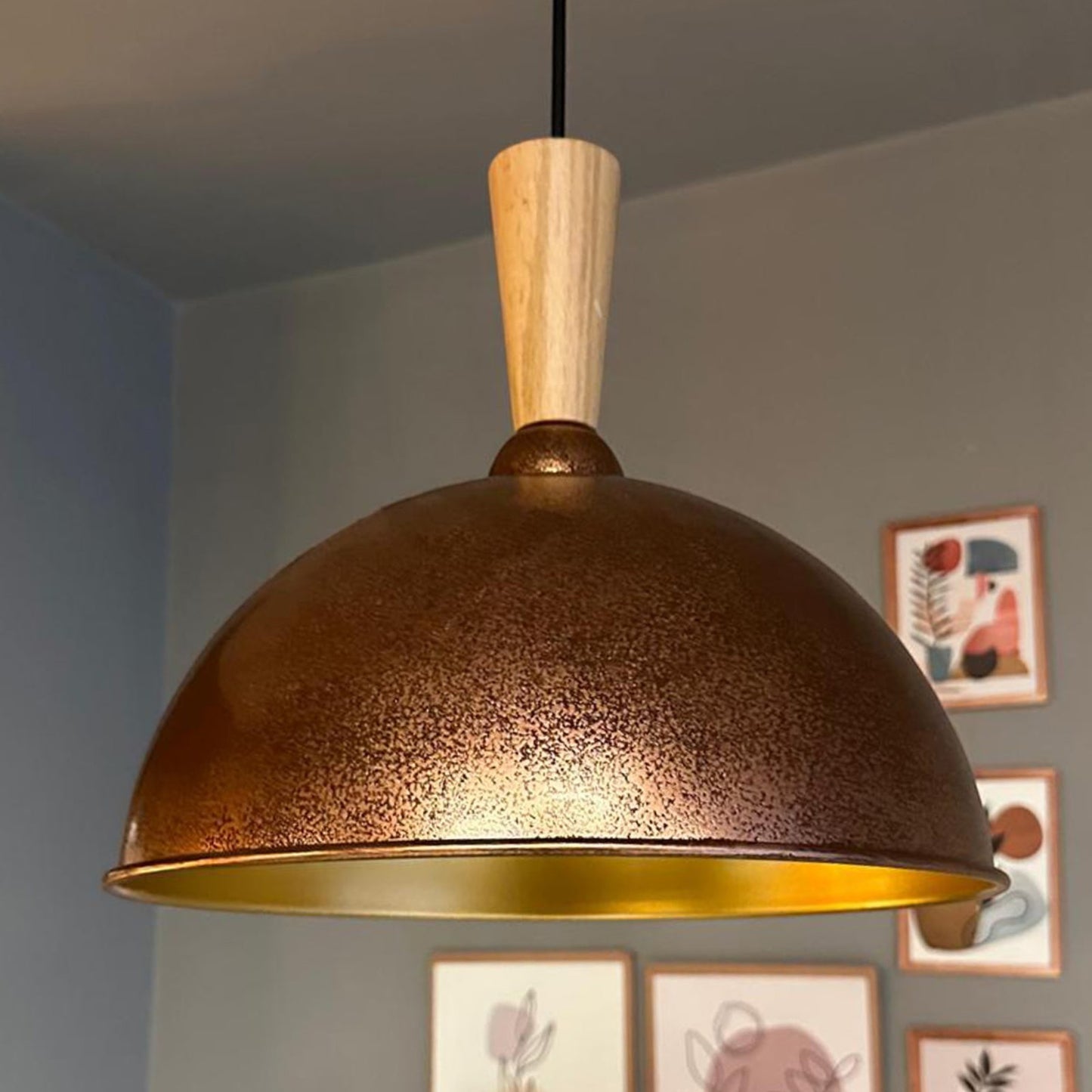 Pendelleuchte Yimpi Schlot Holz Metall, Modern Hängelampe