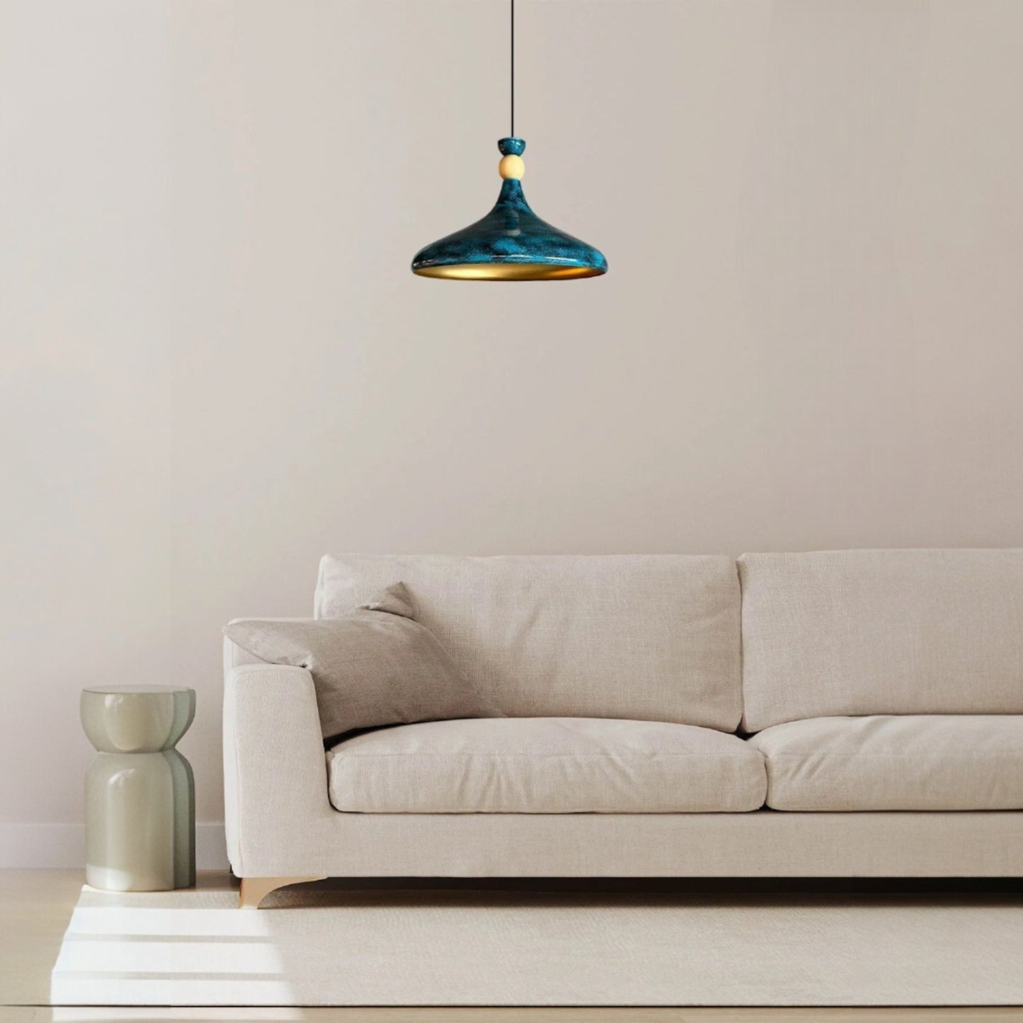 Pendelleuchte Champion aus Holz und Metall, 35 cm Hängelampe