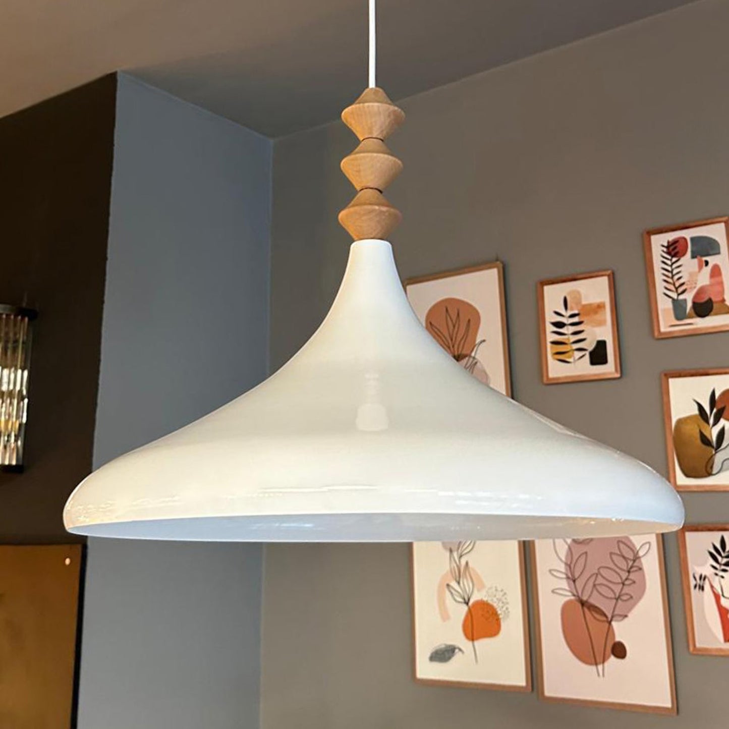 Pendelleuchte Champion XL Q Holz Metall, Modern Hängelampe