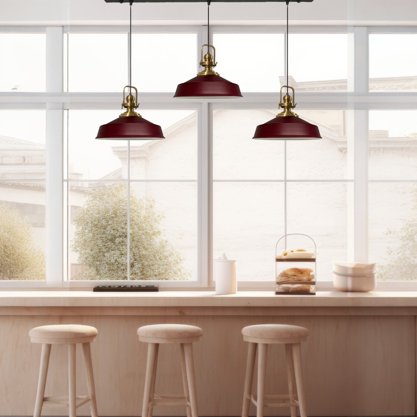 Pendelleuchte Trio Metall Ø35cm, Retro Hängelampe