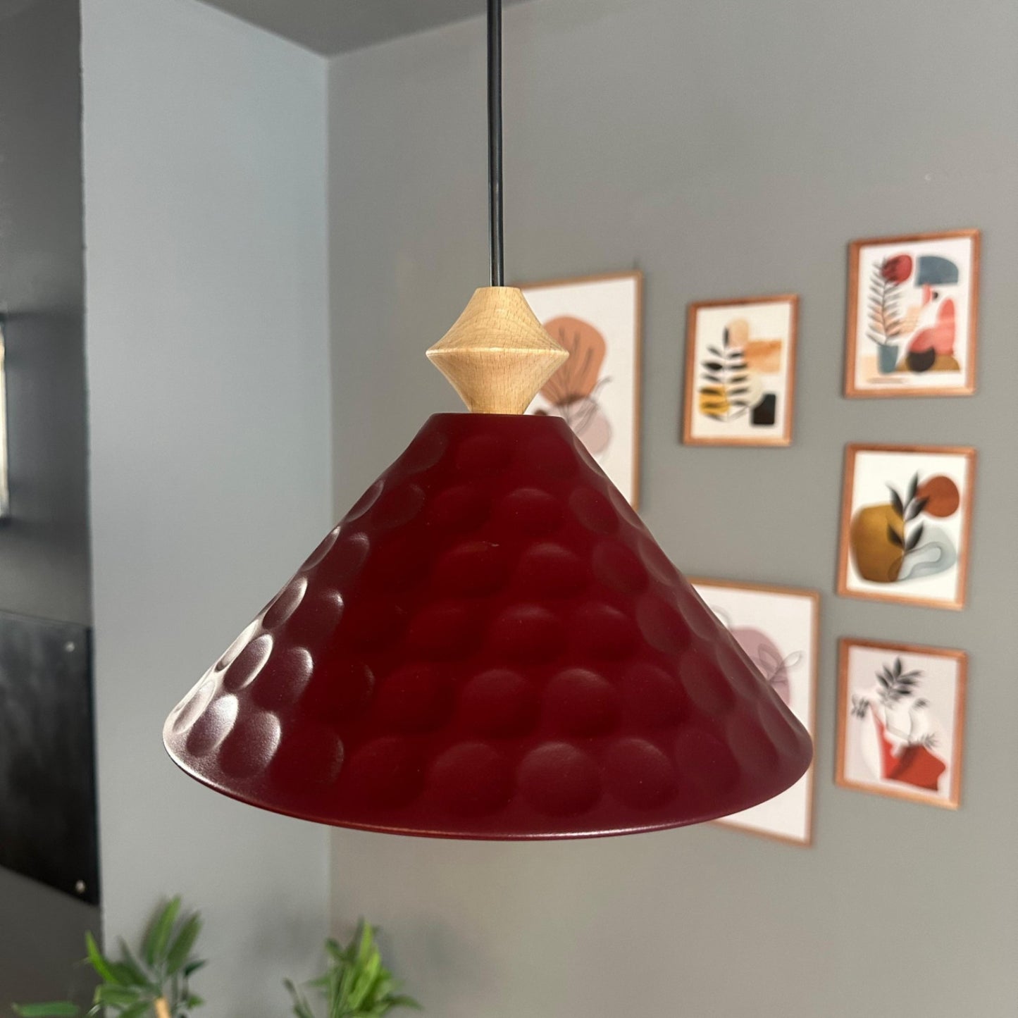 Pendelleuchte Rumy Q Holz Metall, Modern Hängelampe