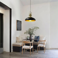bamyum Androa Pendelleuchte Schwarz Gold Metall Ø40 cm, Küchenlampe Hangend, Hängelampe Esstisch Vintage E27, Wohnzimmerlampe Industrial