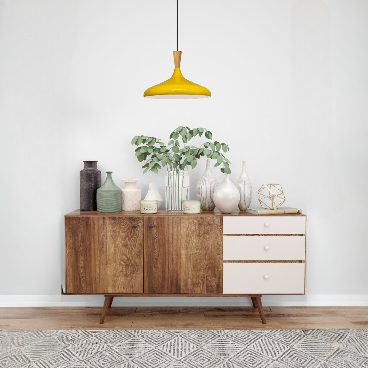 Pendelleuchte Champion Kegel Holz-Kopfteil 35 cm Metall E27 Modern Pendelleuchte