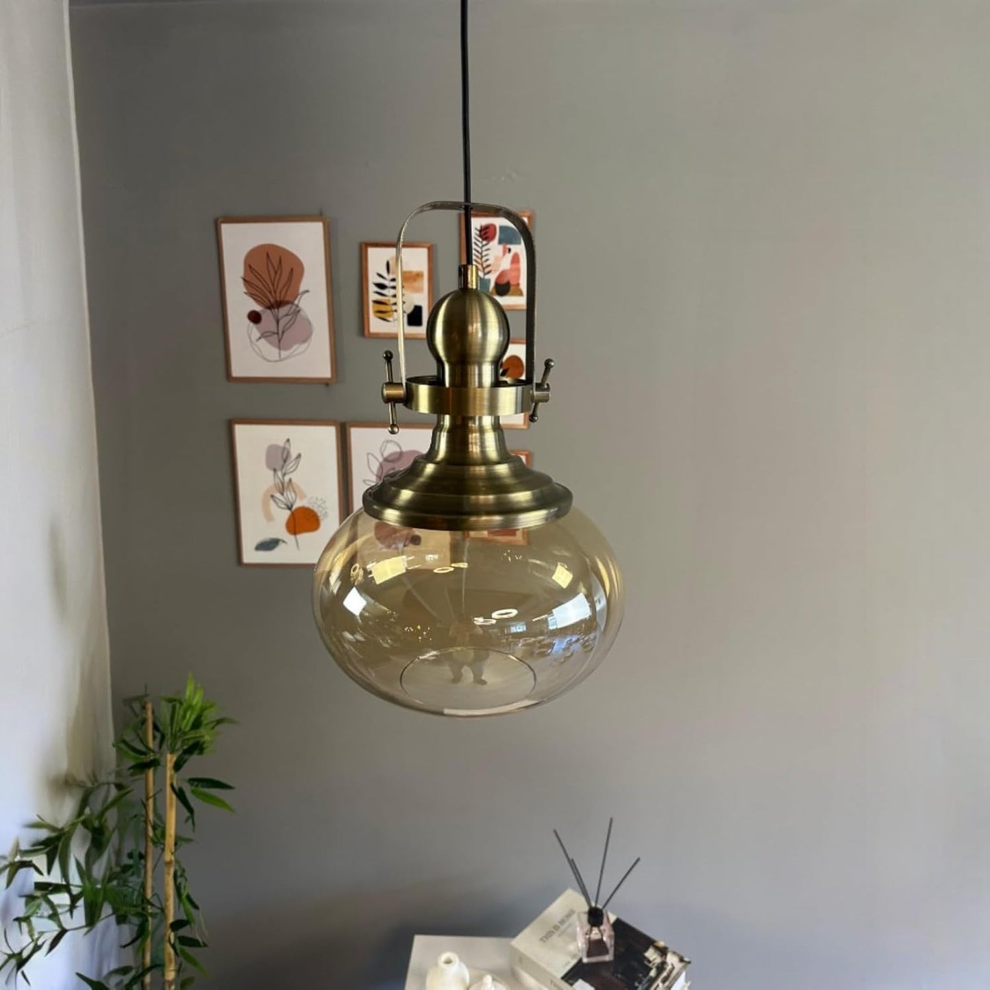 Pendelleuchte Solvia Vintage Glas, 25 cm Retro-Hängelampe