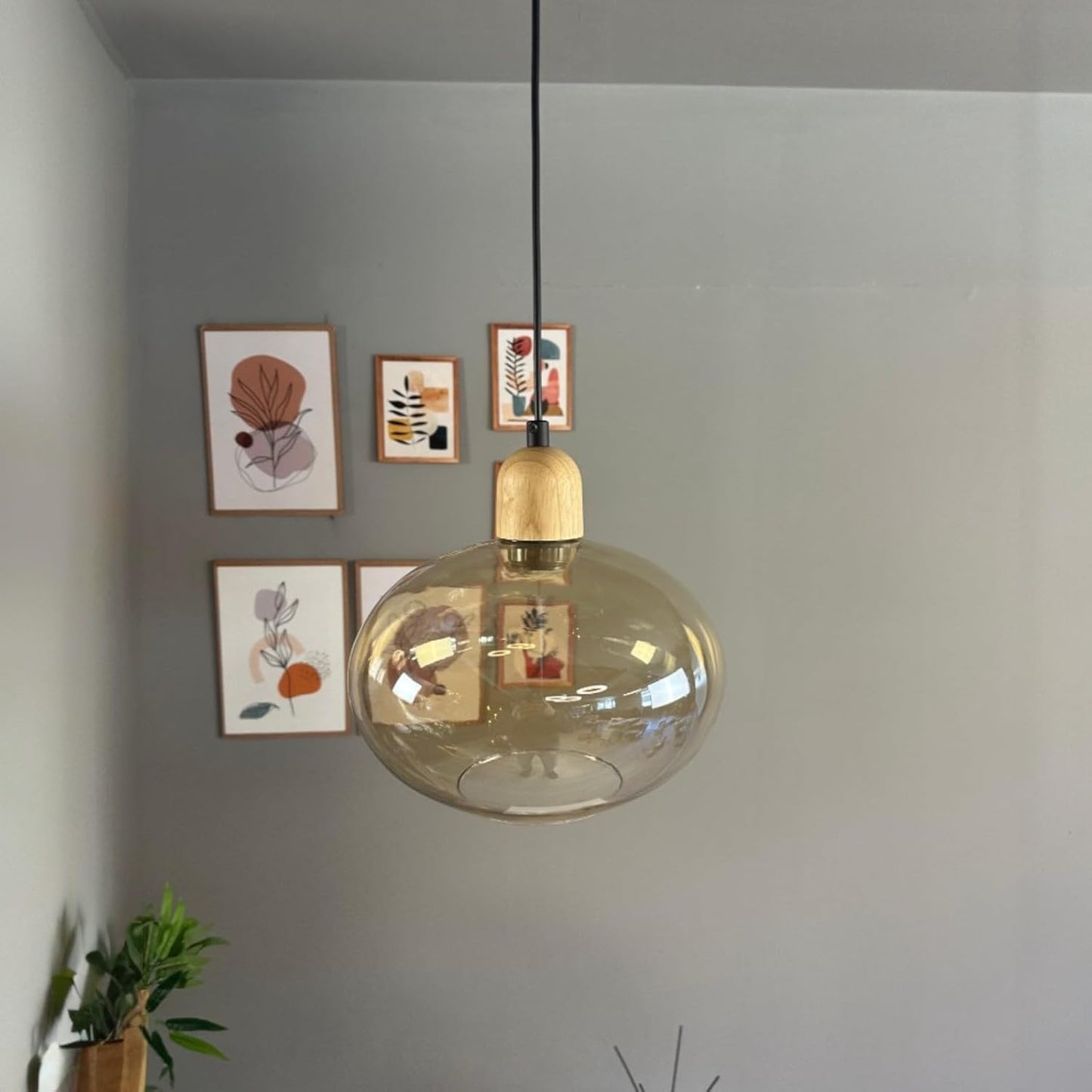 Pendelleuchte Solvia Vintage Glas, 25 cm Retro-Hängelampe