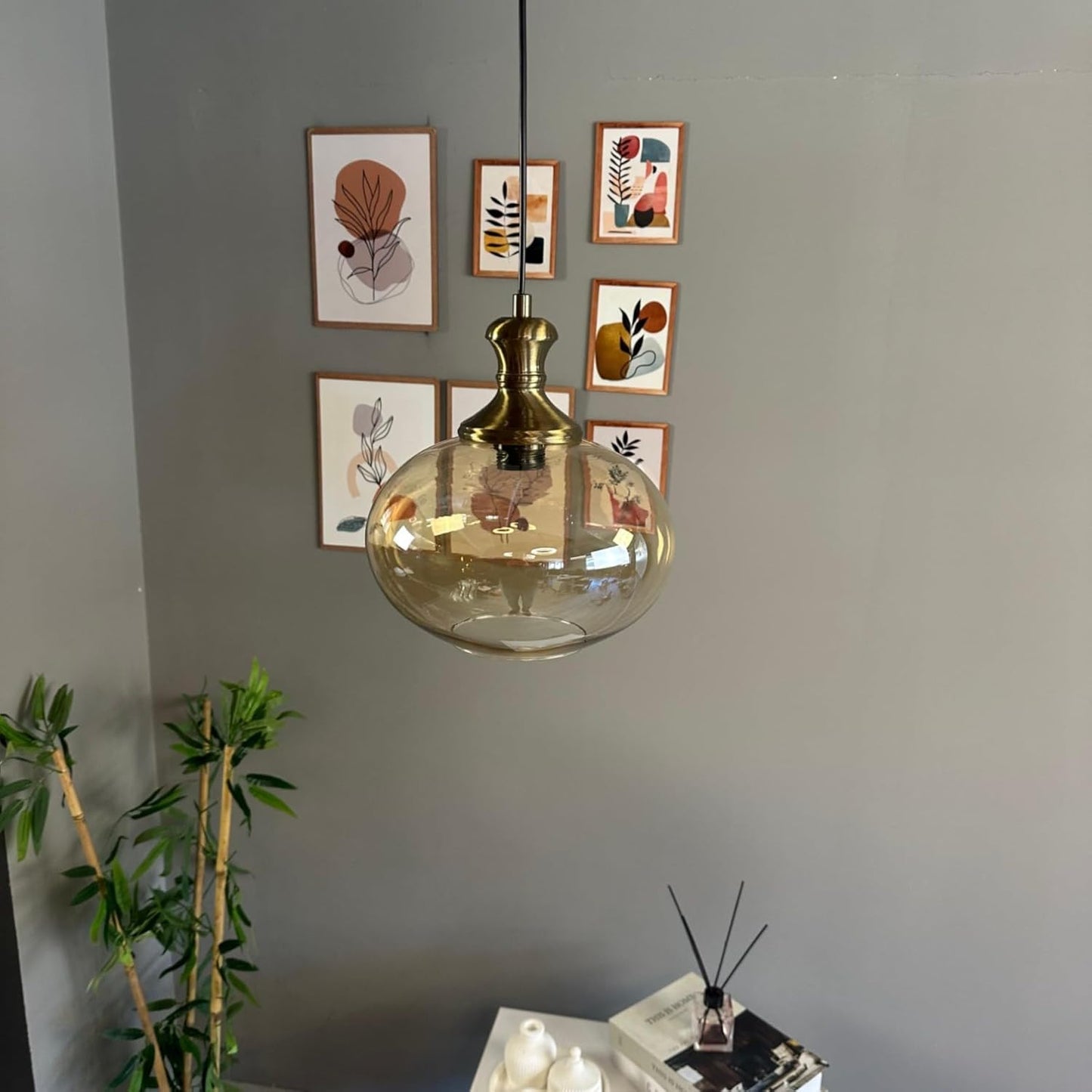 Pendelleuchte Solvia Vintage Glas, 25 cm Retro-Hängelampe