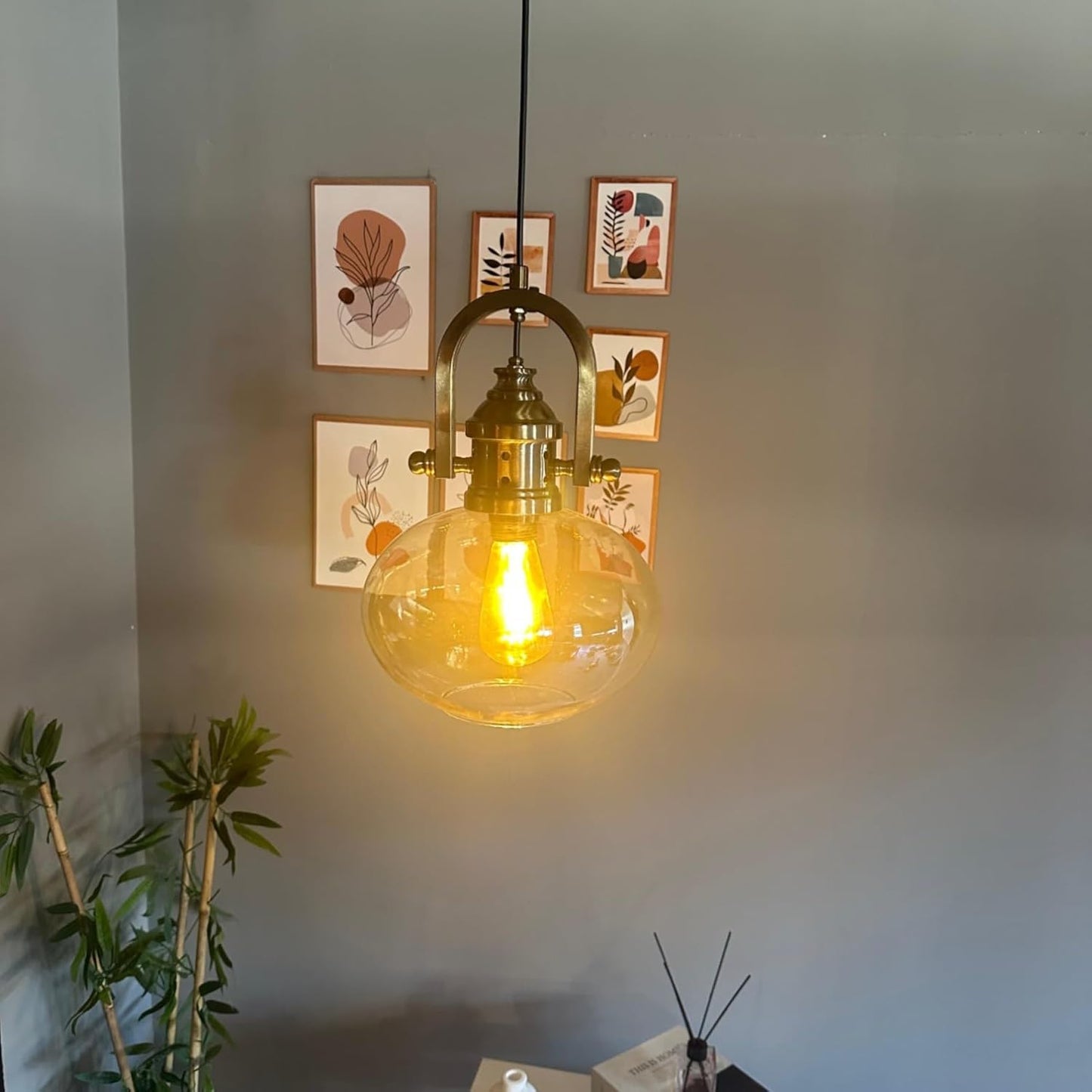 Pendelleuchte Solvia Vintage Glas, 25 cm Retro-Hängelampe