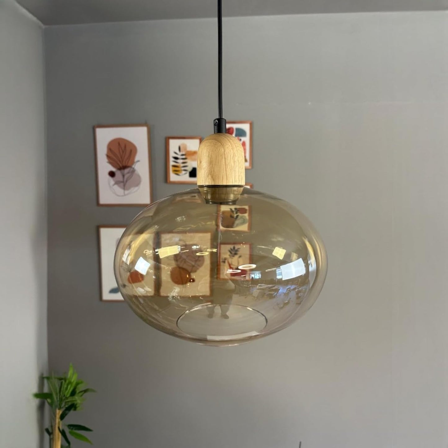 Pendelleuchte Solvia Vintage Glas, 25 cm Retro-Hängelampe