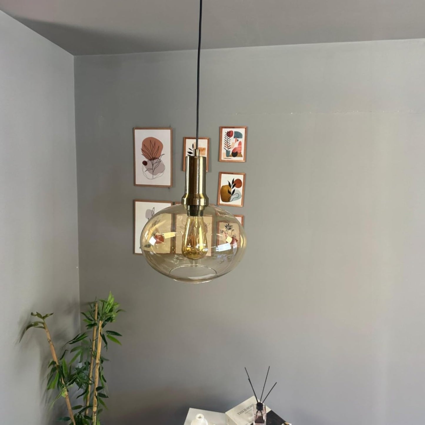 Pendelleuchte Solvia Vintage Glas, 25 cm Retro-Hängelampe