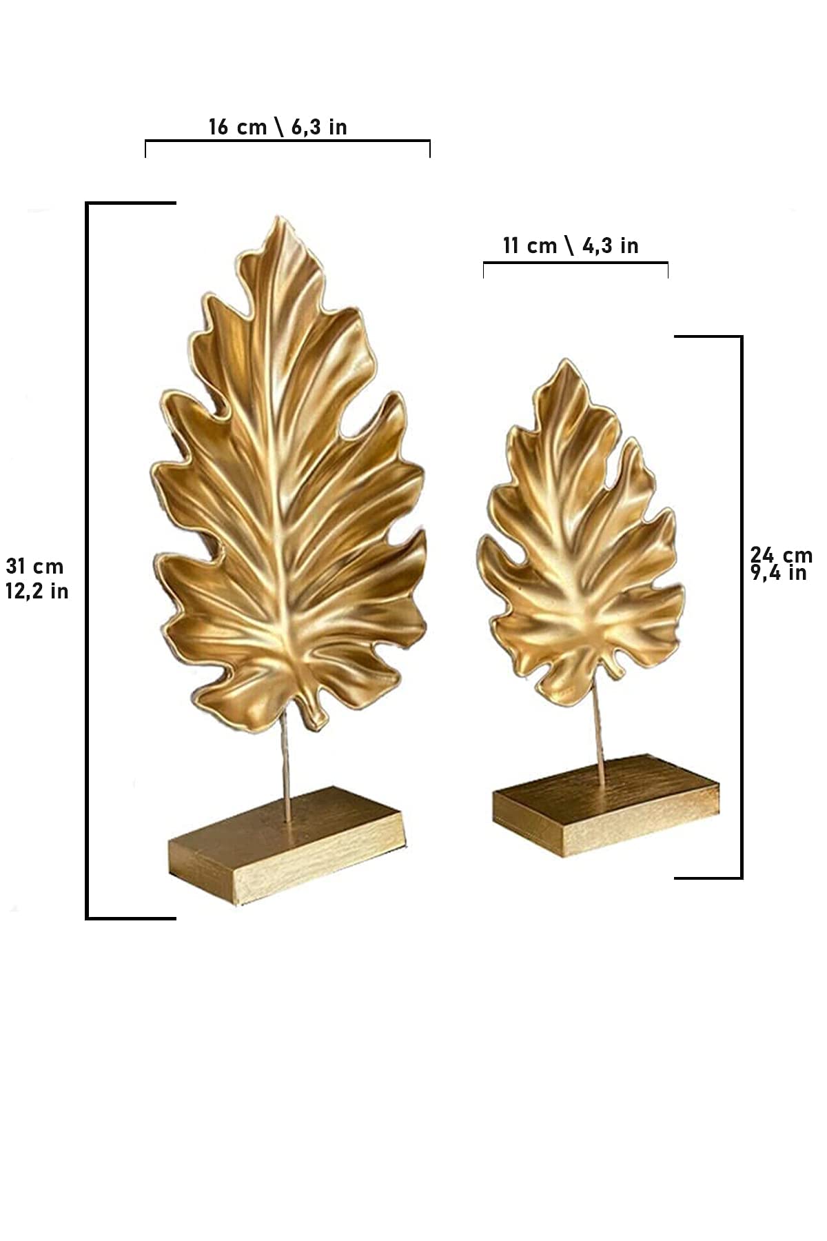 2 pezzi di sicomoro lascia una figura decorativa moderna