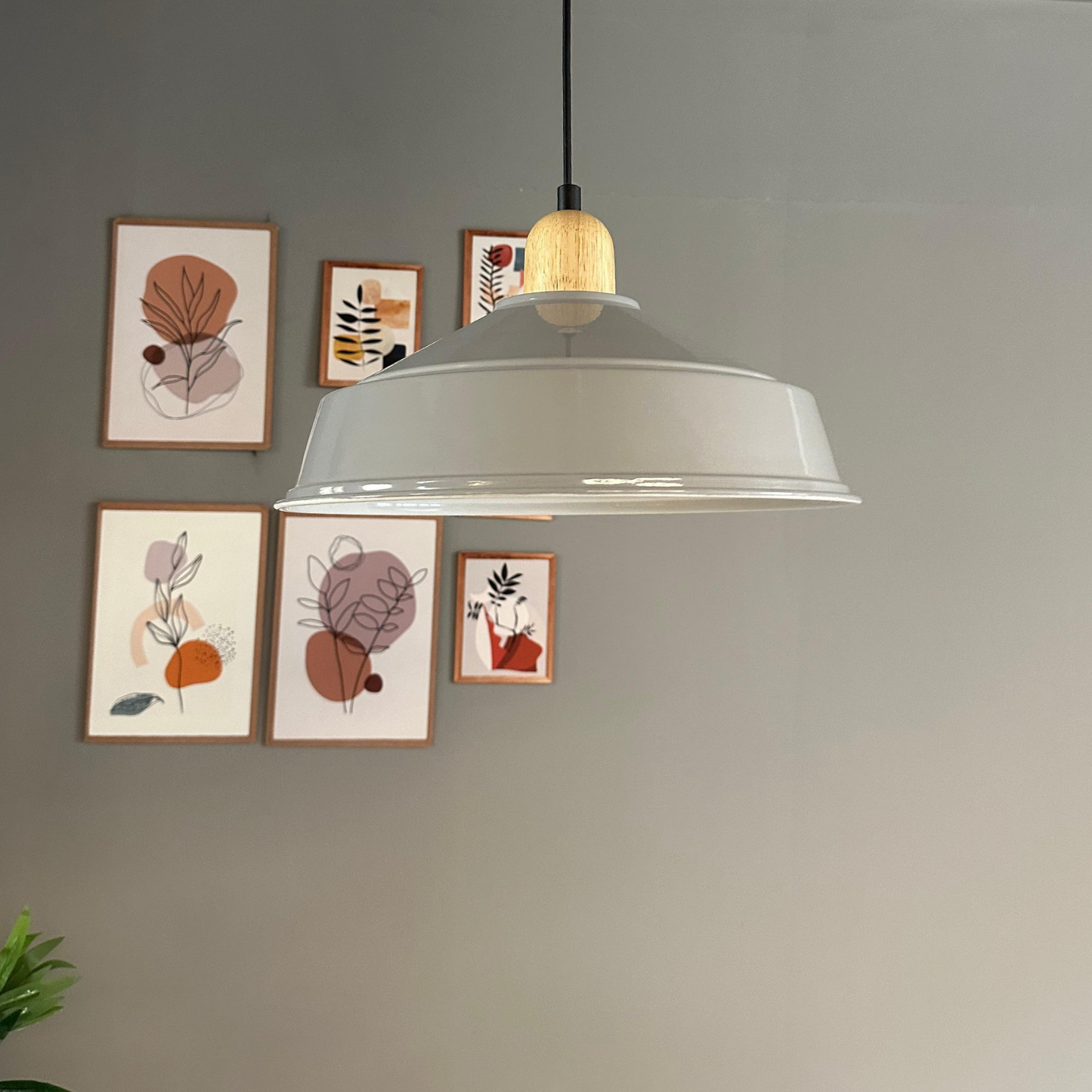 Pendelleuchte Carmelo Holzkopf Ø35 cm, Metall Hängelampe