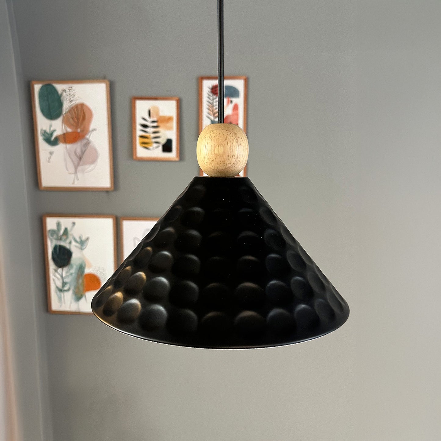 Rummy Pendelleuchte aus Holz, 24 cm Hängelampe Metall E27