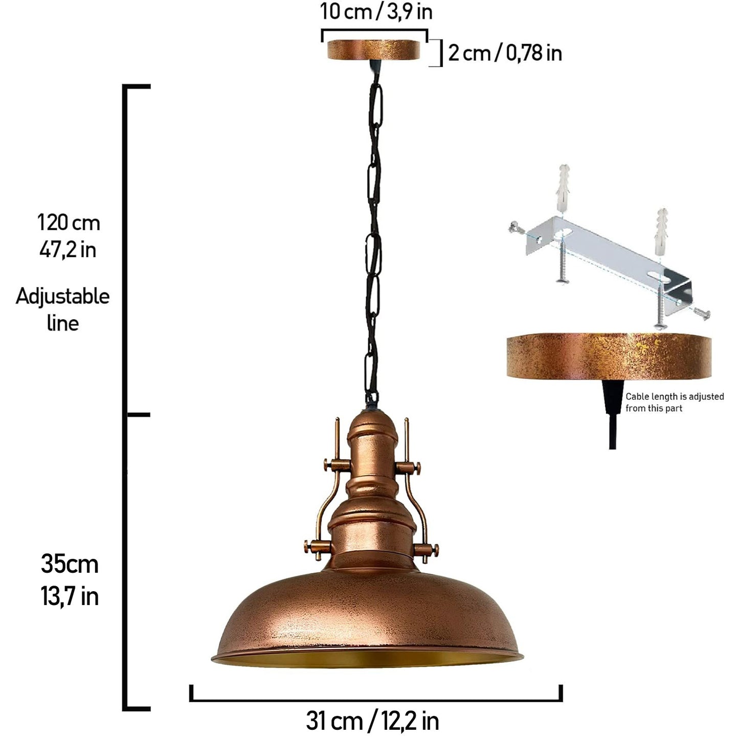 Suspension métal E27