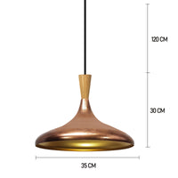 Champion Pendelleuchte aus Holz, 35 cm Hängelampe Metall E27 Moderne Lampe