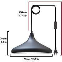 Lampada a sospensione oro nero con spina 35 cm