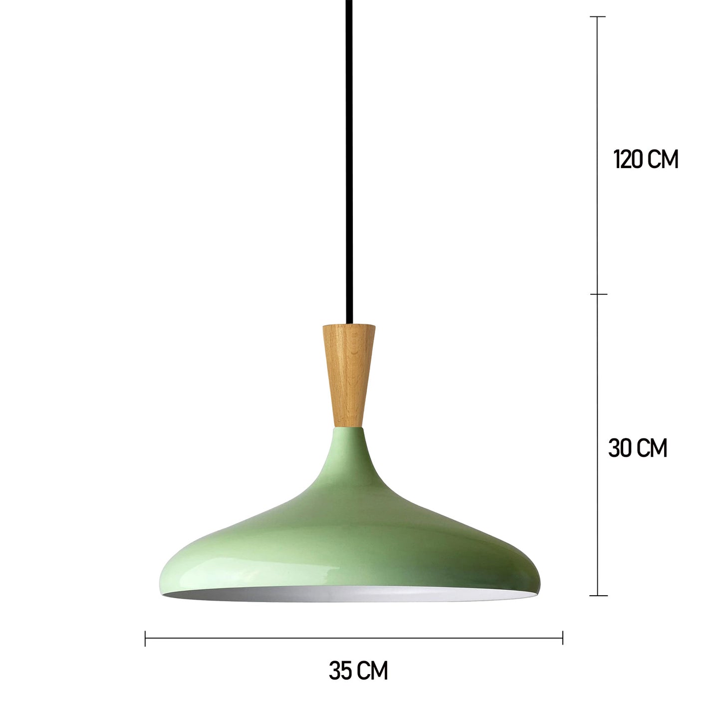 Champion Pendelleuchte aus Holz, 35 cm Hängelampe Metall E27 Moderne Lampe