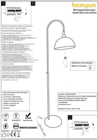 Stehlampe Moderne Stehlampe aus Metall mit E27, verstellbarer Lampenschirm