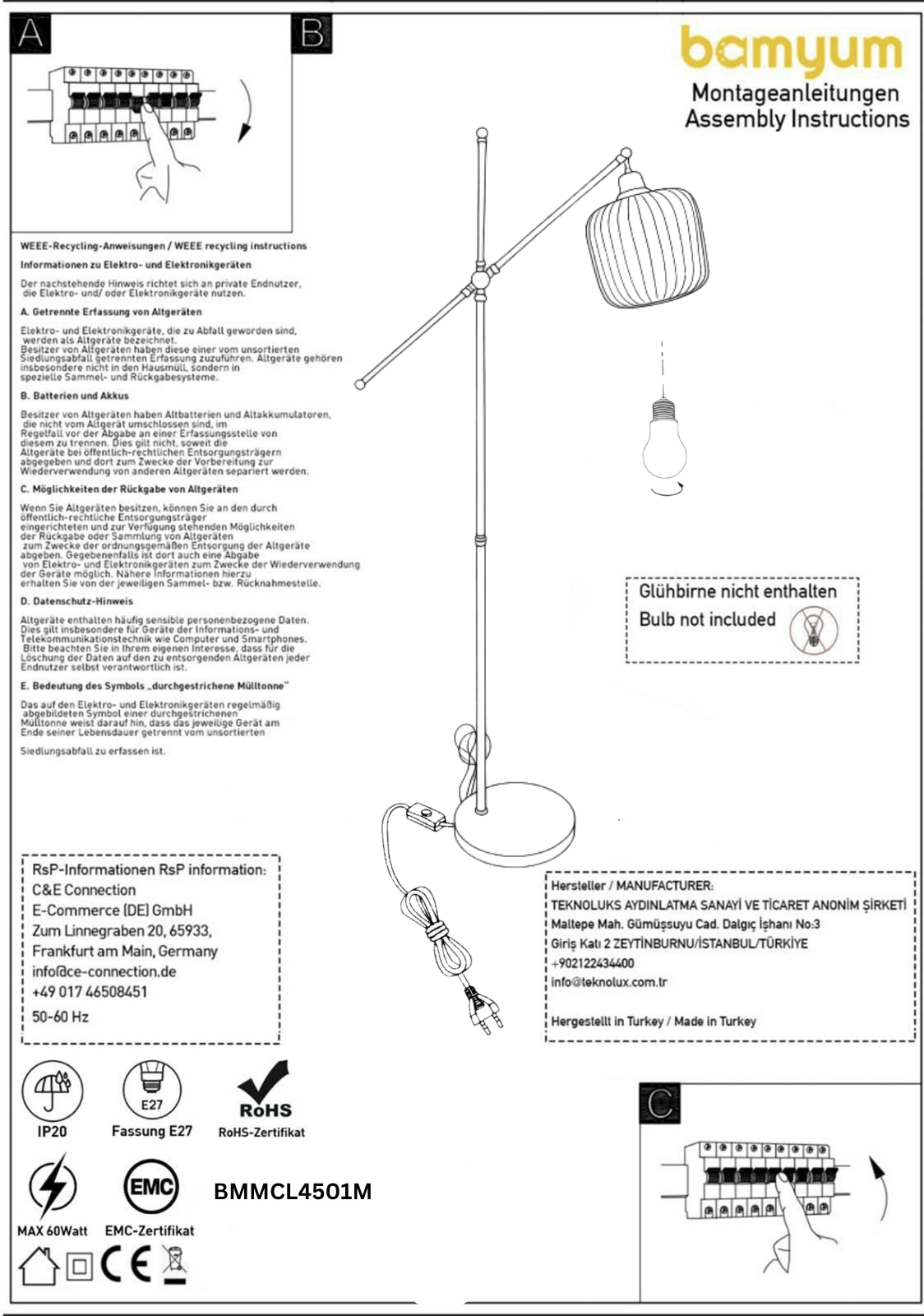 Tumbled Novellea Head Moderne dekorative Metall Stehleuchte
