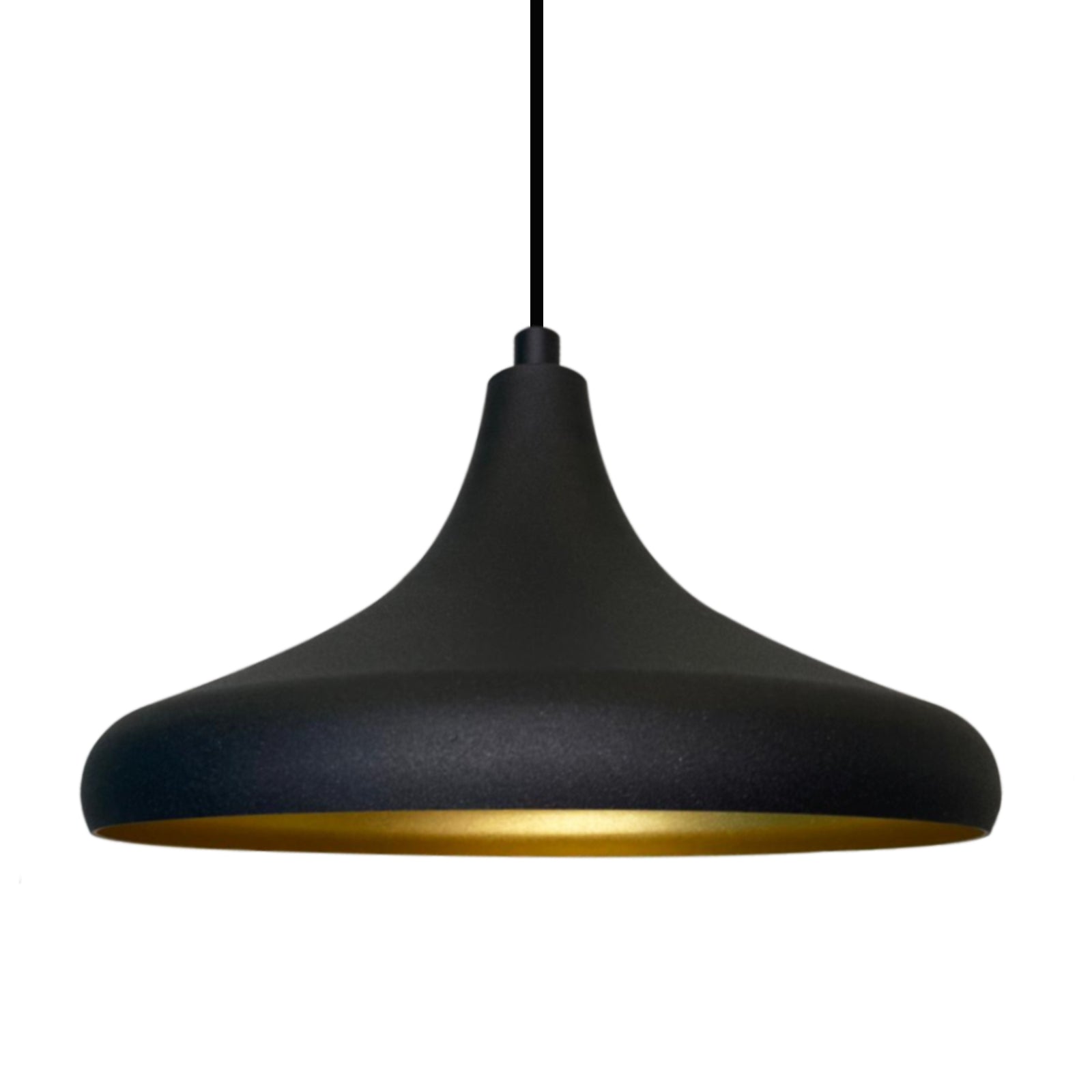 Bamyum Lampada Pendente Nero/Oro Diametro 26 cm Metallo E27 Moderna Lampada a Pendente