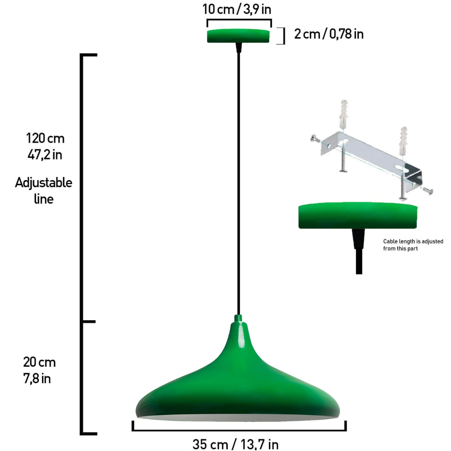 Tavolo da pranzo con lampada a sospensione dipinta a mano scandinavo