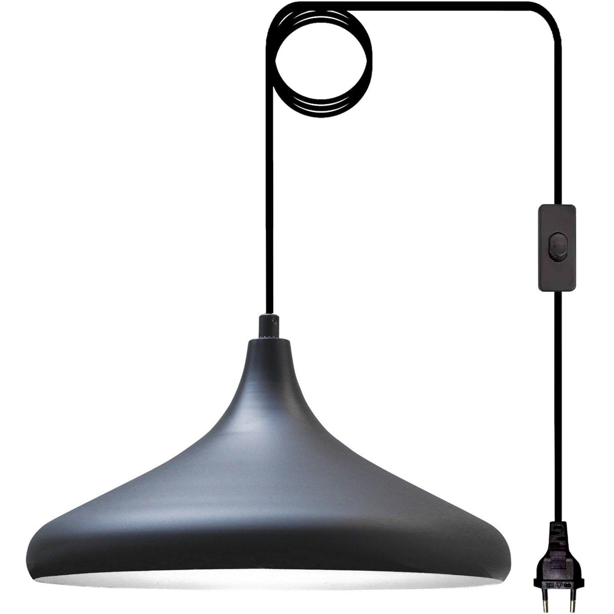 Lampe suspendue noir doré avec prise 35 cm