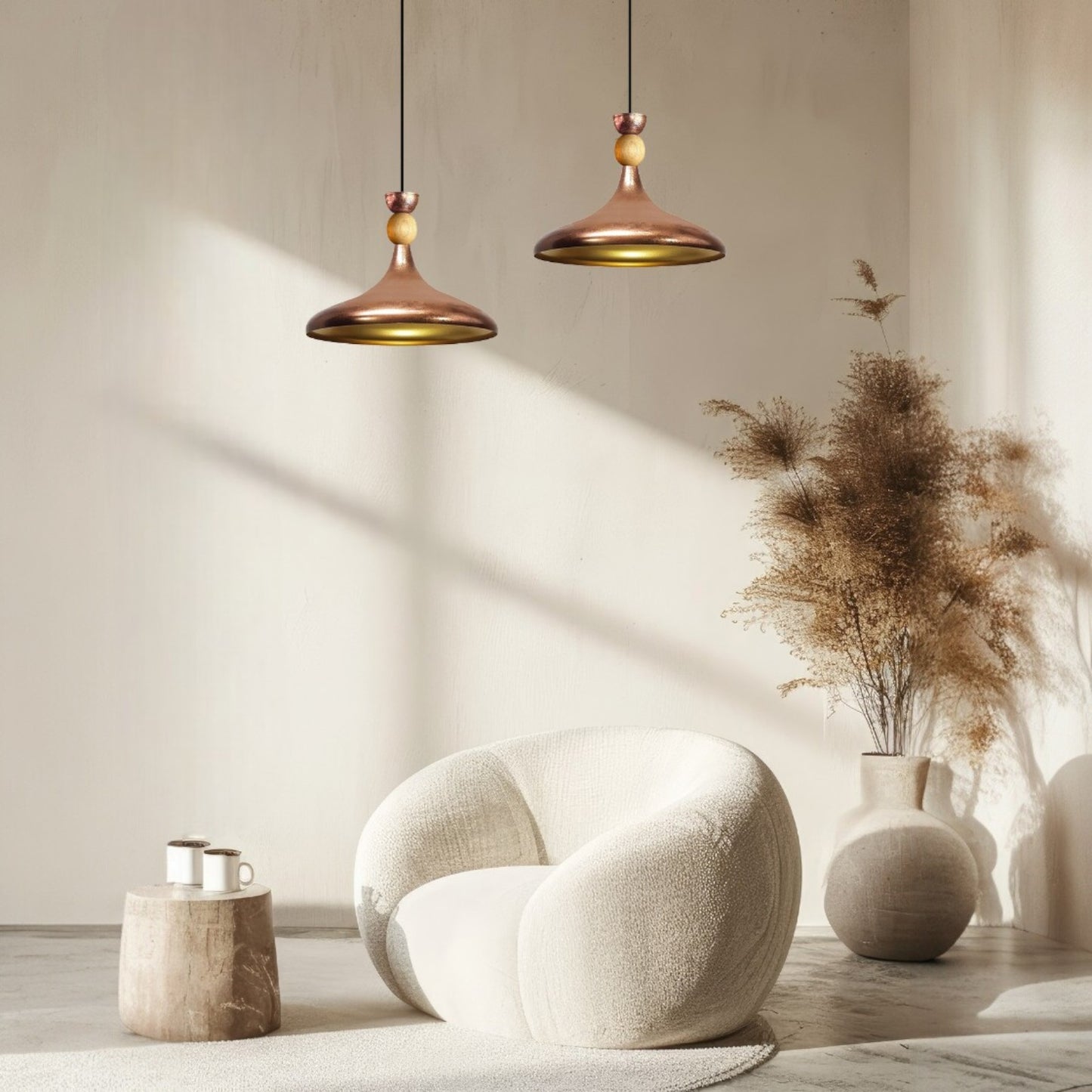 Pendelleuchte Champion aus Holz und Metall, 35 cm Hängelampe