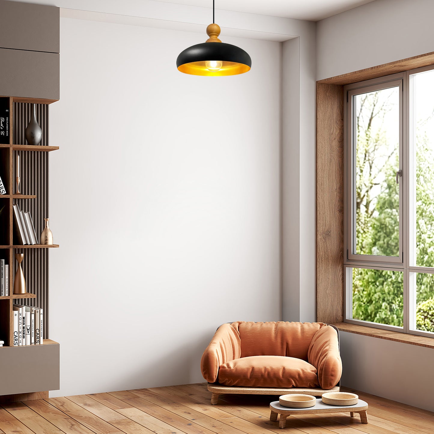 Pendelleuchte Androa Deckenlampe Ø40 cm Lampe 1-flammig Deckenleuchte Holz