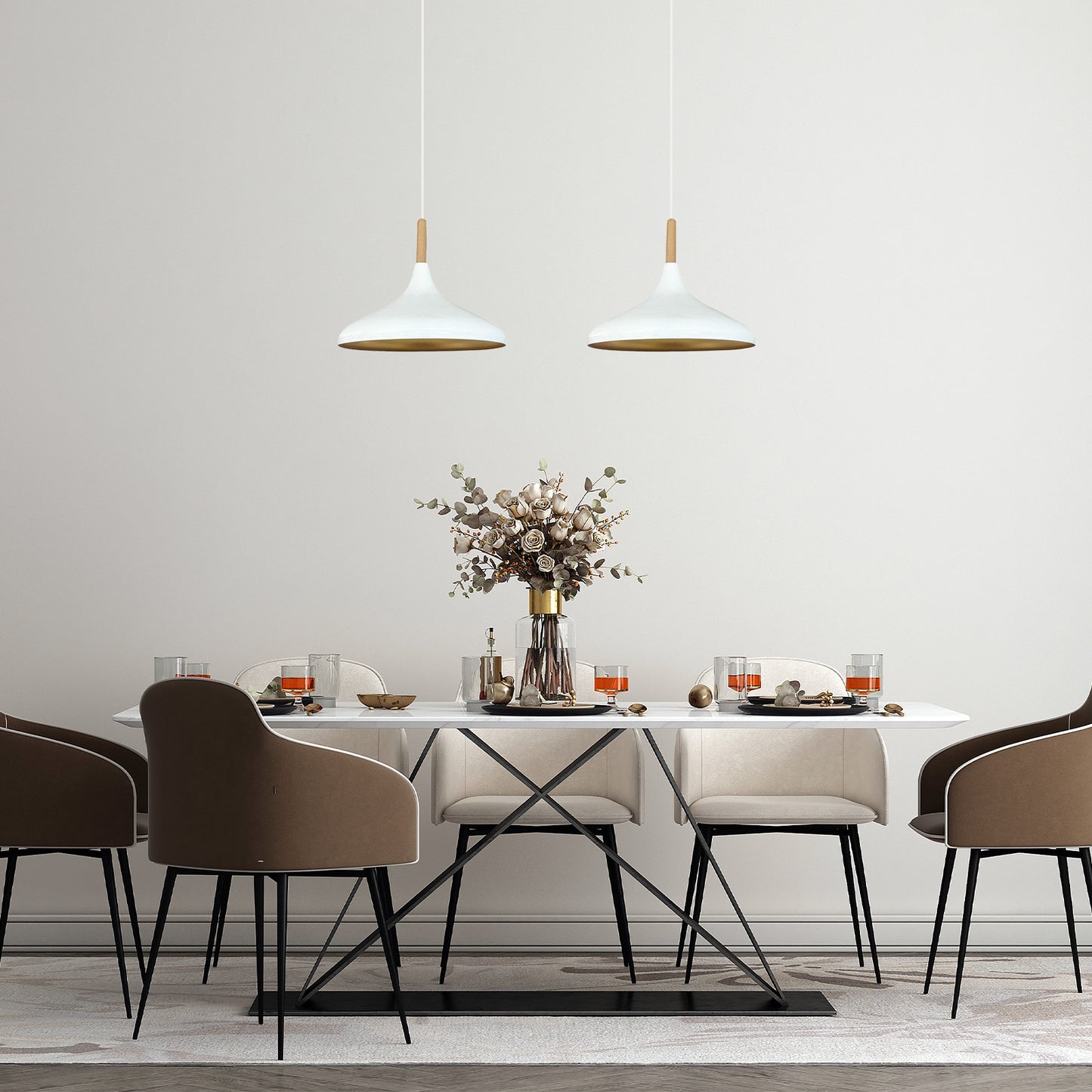 Pendelleuchte Champion Doppelter Kronleuchter Holz Metall Modern Pendelleuchte