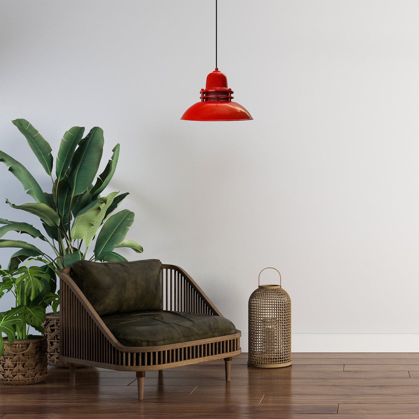 Pendelleuchte Bamyum Hängelampe Rot Metall Ø34 cm E27 Retro Lampe