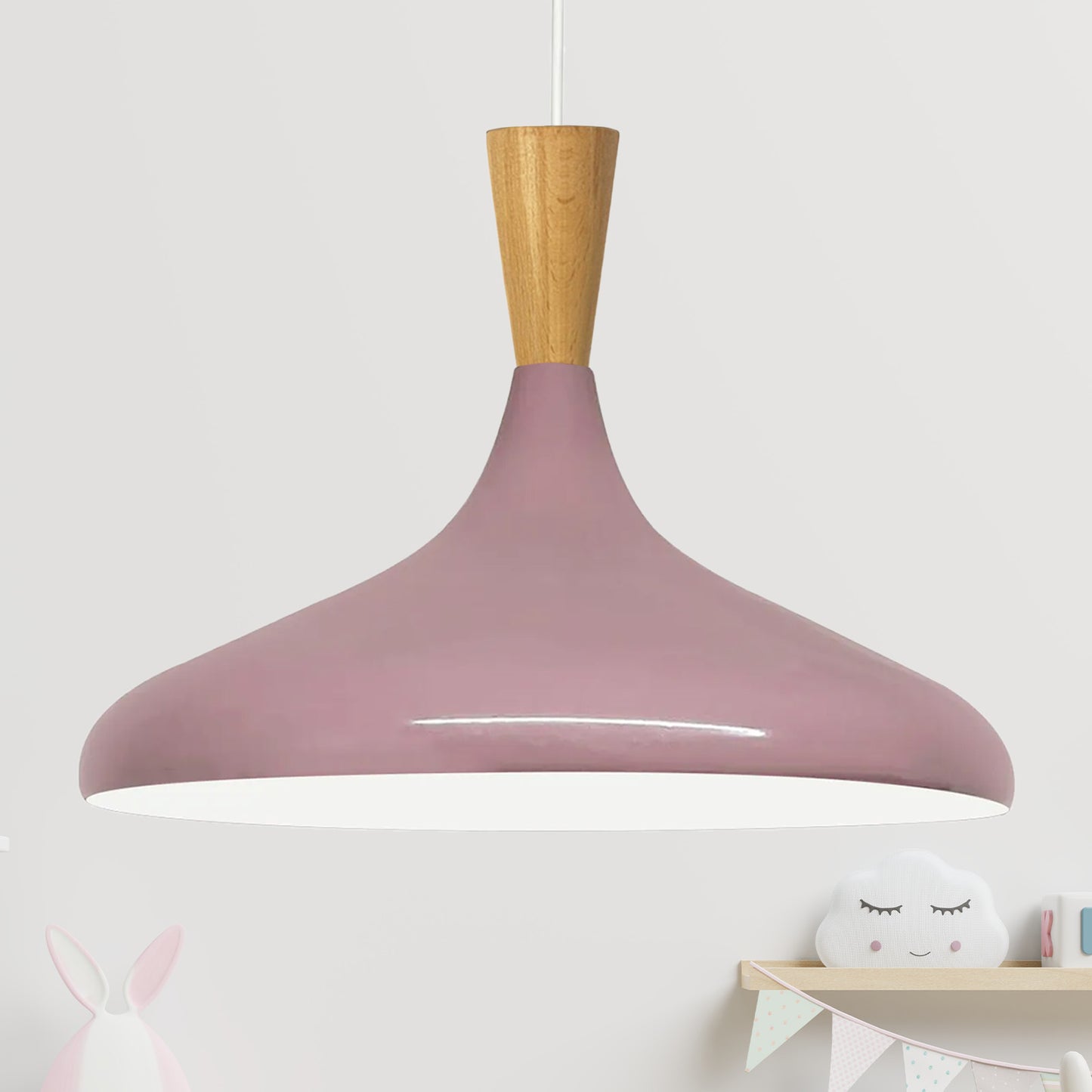 Pendelleuchte Champion Kegel Holz-Kopfteil 35 cm Metall E27 Modern Pendelleuchte