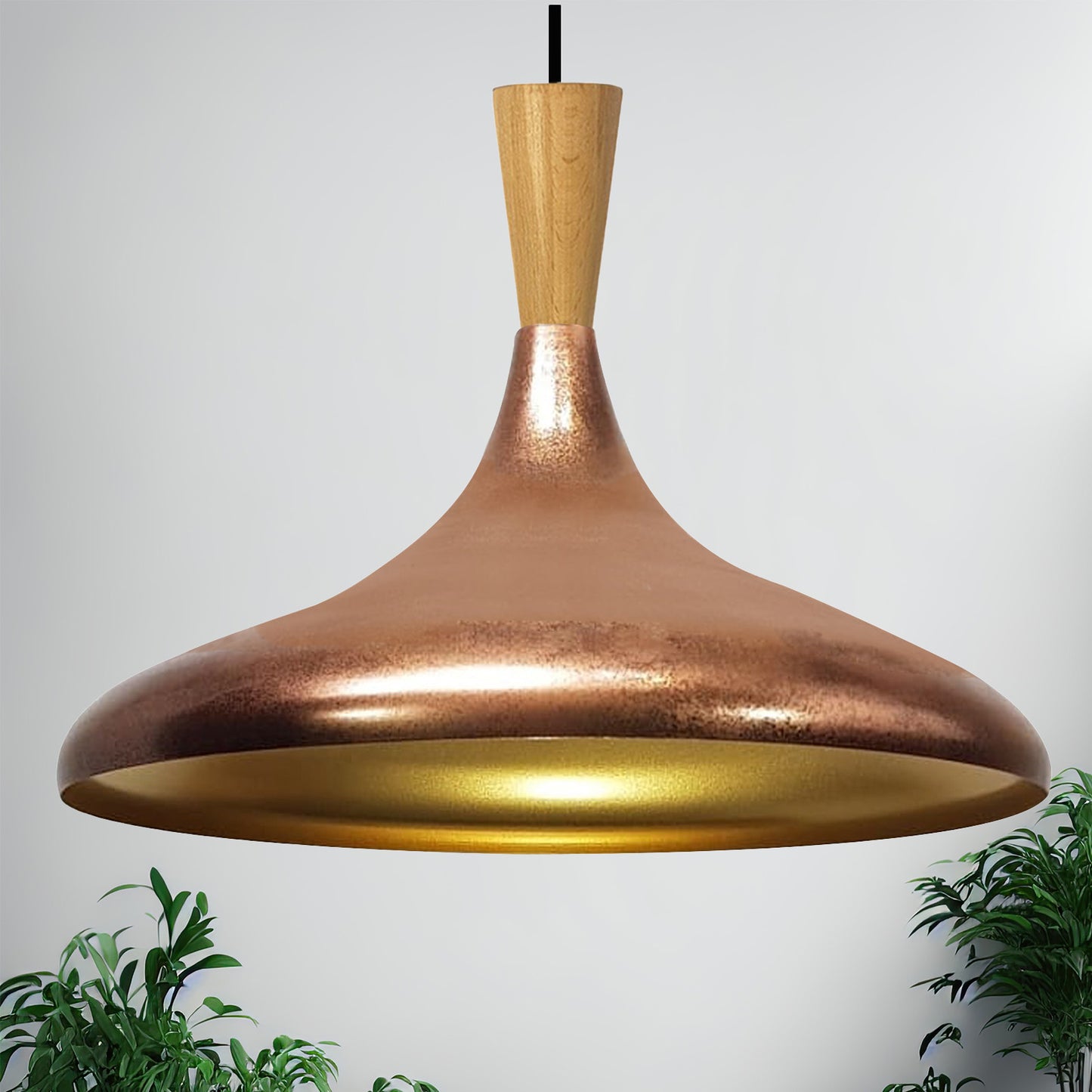 Champion Pendelleuchte aus Holz, 35 cm Hängelampe Metall E27 Moderne Lampe