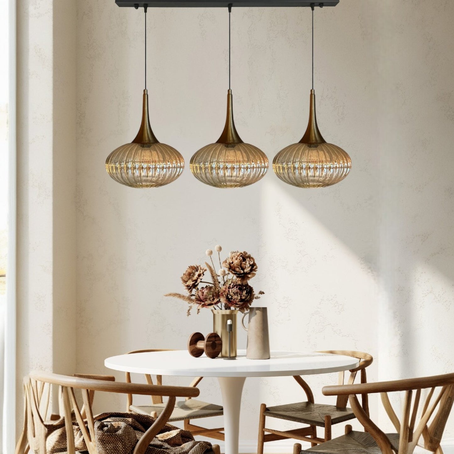 Pendelleuchte Pendelleuchte Elegant Dreifacher Kronleuchter Glas, Retro Hängelampe