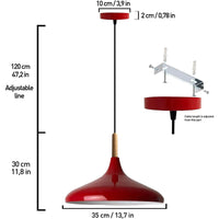 Lampada a sospensione I Champion I legno &Oslash; 35 cm metallo E27 lampada a sospensione