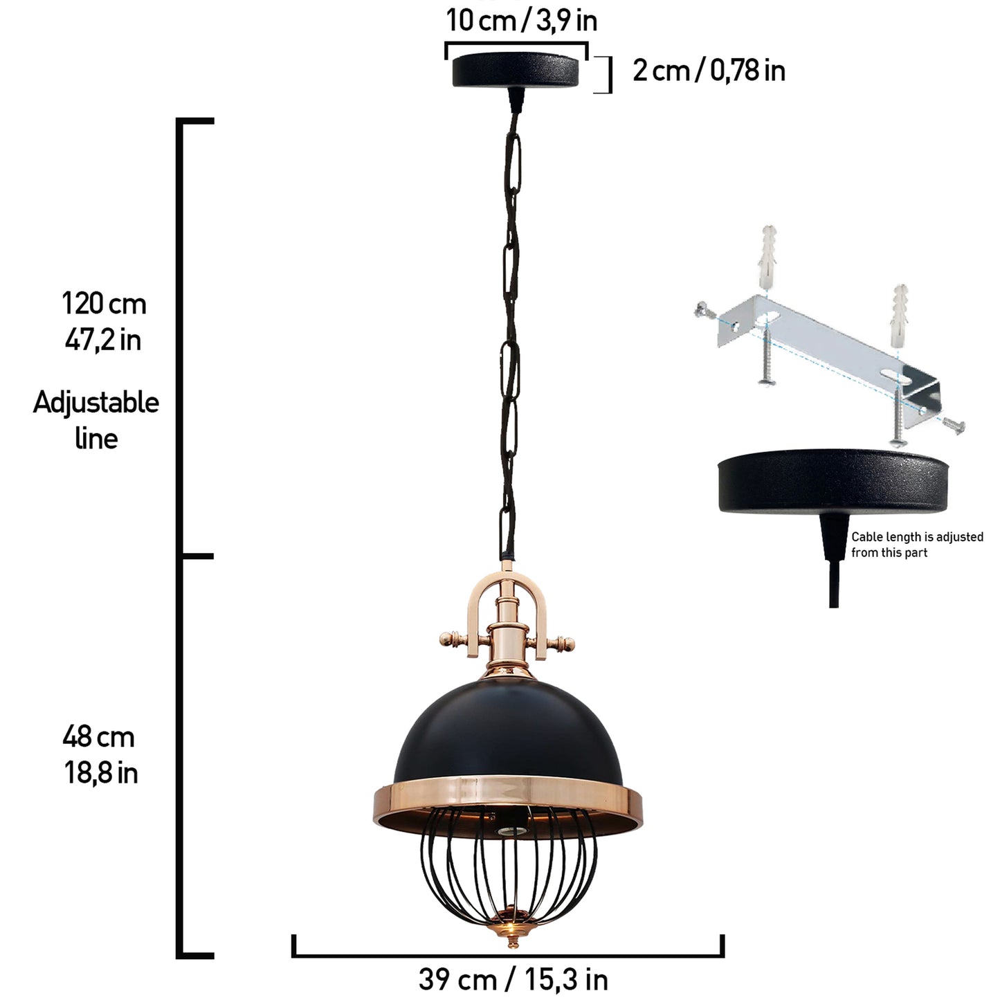 Table de salle à manger lampe suspendue peinte à la main scandinave