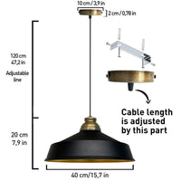 Pendelleuchte Hängelampe Asletl-HG Ø41cm, Pendelleuchte Vintage, E27 Lampe
