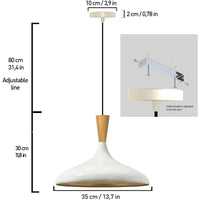 Champion Pendelleuchte aus Holz, 35 cm Hängelampe Metall E27 Moderne Lampe