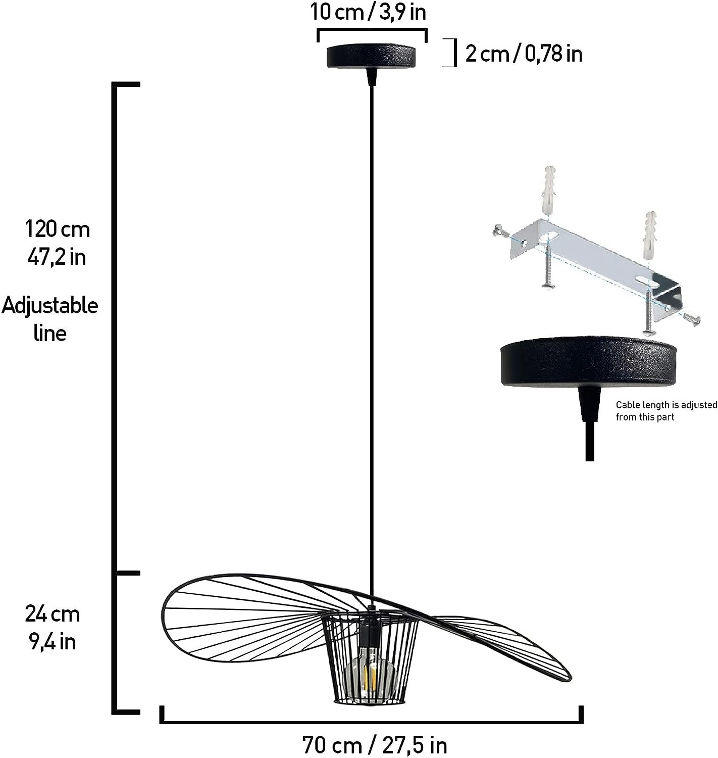 Suspension 100% métal Vertigo E27