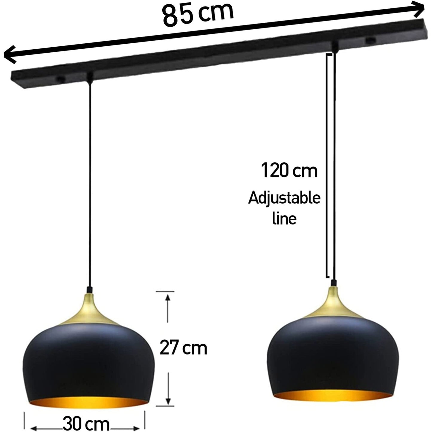 2x lampada a sospensione E27 in metallo