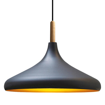 Pendentif lampe lumineuse I Champion I bois &Oslash; 35 cm métal E27 lampe suspendue